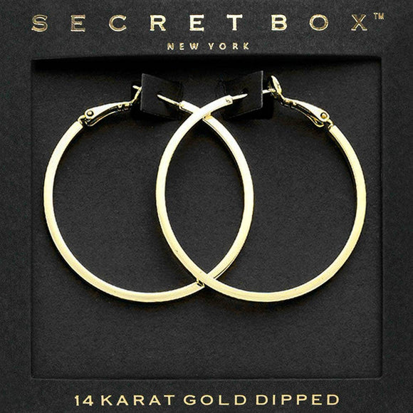 Secret Box 14K Gold Dipped Metal Hoop Earrings: Gold