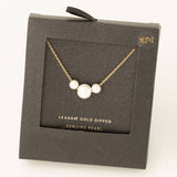 Secret Box Gold Dipped Chain Genuine Pearl Charm Necklace: GD