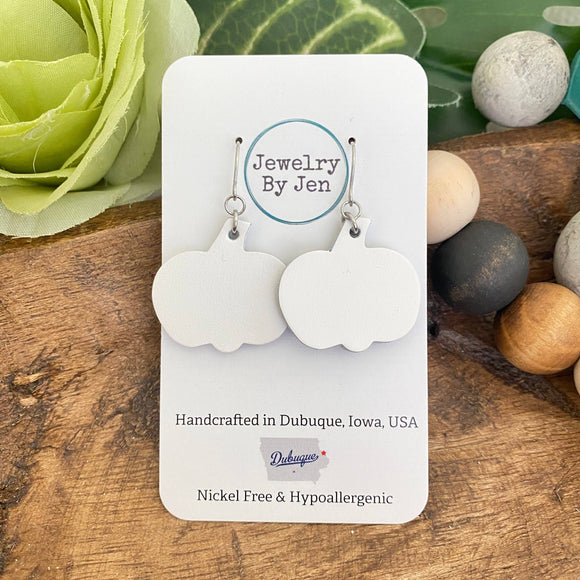 Small Pumpkin Earrings: White