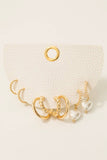 Pearl Heart Charm Mixed Hoop Earrings Set: GDCRM