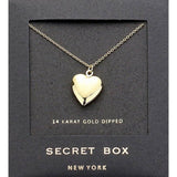 Secret Box Gold Dipped Heart Locket Pendant Necklace