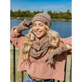 Solid Cable Knit CC Women's Gloves: Peanut