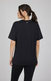 Women's Super Soft Boxy Full Length T shirts - 2 Pack: Black/White
