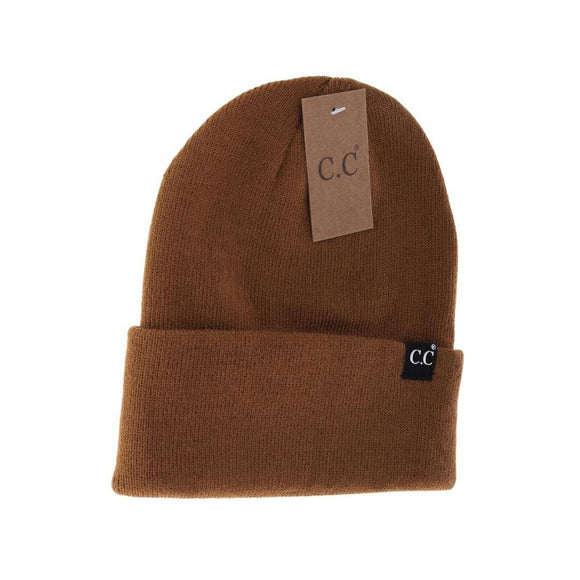 Unisex Wide Cuff C.C Beanie: Chocolate Brown