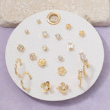 Ten Pair Assorted Flower Stud Earrings Set