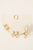 Pearl Pave Heart Bow And Charms Mixed Earrings Set: GDCRM