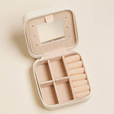 Pink Bow Pattern Portable Square Jewelry Box: Ivory