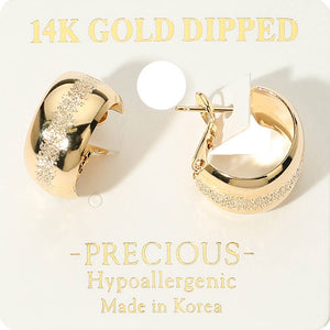 14K Gold Dipped Hypoallergenic Textured Mini Hoop Earrings
: Gold
