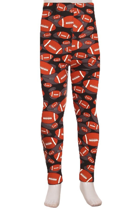 Girl's Buttery Soft Leggings - Footballs
