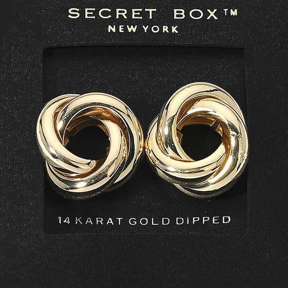 Secret Box 14K Gold Dipped Knot Stud Earrings