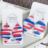 Diva Earrings: Red, White & Blue Brush Strokes