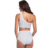 Two Pieces One Shoulder White Swimsuit