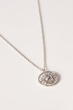 Round Sun Charm Necklace - Silver