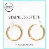 Stainless Steel Mini Huggie Hoop Earrings: Gold