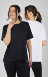 Women's Super Soft Boxy Full Length T shirts - 2 Pack: Black/White