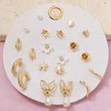 Ten Pair Floral & Butterfly Mixed Earrings Set