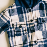 YOUTH Navy Hooded Plaid Flannel