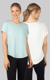 Women's Super Soft Short Sleeve T shirt 2 PACK: Canal Blue/Pristine