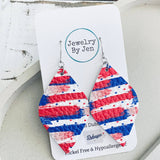 Diva Earrings: Red, White & Blue Brush Strokes