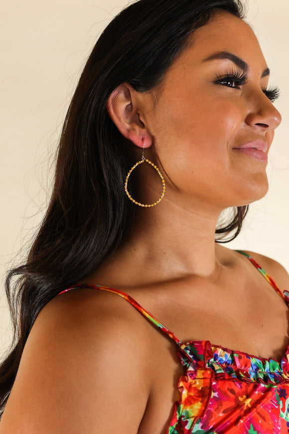 Gold Beaded Hoops: Gold