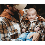 YOUTH Hooded Brown & Gray Flannel Jacket