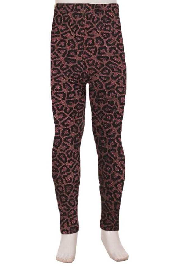 Girl's Buttery Soft Leggings - Pink Leopard Print