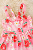 Little Girl's Watermelon Floral Ruffle Dress