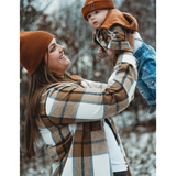 YOUTH Hooded Brown & Gray Flannel Jacket