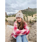Fuzzy Lined Flecked Fur Pom CC Beanie: Oatmeal