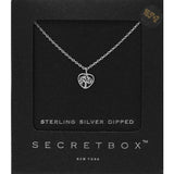 Secret Box Sterling Silver Dipped Tree of Life Heart Necklace