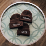 Matching Knit Hats- Little Man- Dark Brown: Toddler Size