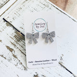 Bow Earrings: Silver Fine Glitter