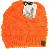 Criss-Cross Knit Beanie: Neon Orange