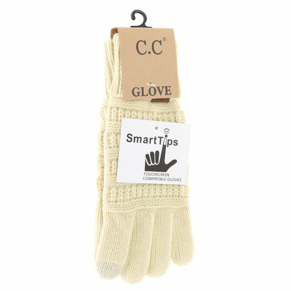 Solid Cable Knit CC Women's Gloves: Lemonade