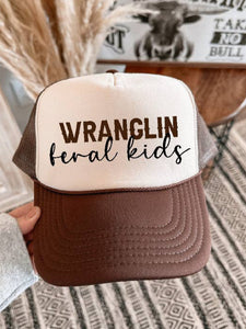 Wranglin Feral Kids Brown/Tan Trucker Hat