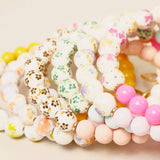 Ceramics Beaded Bracelet Key Chain: Purple