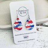 Small Teardrop Earrings: Red/White/Blue