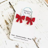 Bow Earrings: Red Fine Glitter