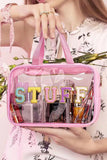 "STUFF" Zipper Clear Makeup Bag