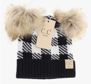 CC Baby Buffalo Double Pom - Black/White