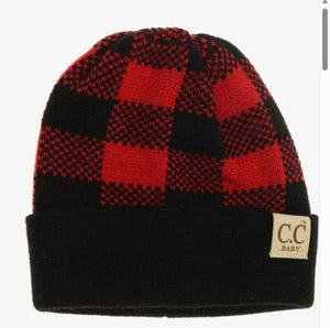 CC Baby Buffalo Plaid Beanie - Black/Red