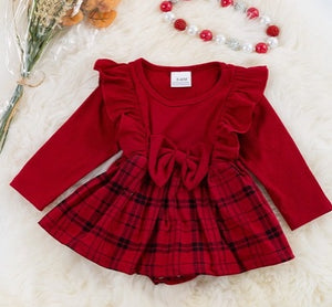 Baby Red Plaid Onesie Dress