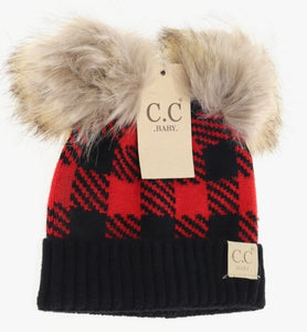 CC Baby Buffalo Double Pom - Red/Black