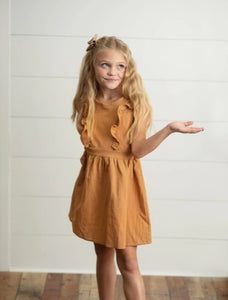 Kids Rust Ruffle Button Jumper Dress The HMM Boutique Kids Rust Ruffle Button Jumper Dress The HMM Boutique