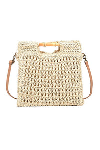 Straw Crossbody Bag - Beige