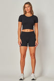 Seamless Crop Tee & Shorts Set - Black