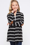 Girl's Striped Cardigan - Black