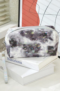 Glitter Star & Tie Dye Cosmetic Bag - Black