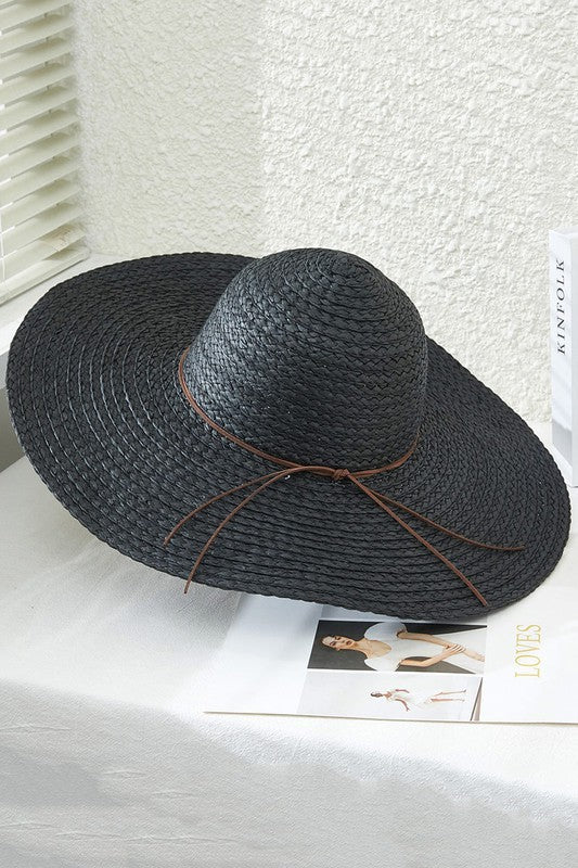 Floppy Straw Hat - Black