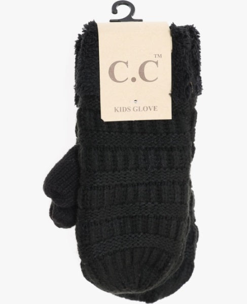 CC Kid's Fuzzy Lined Mittens - Black